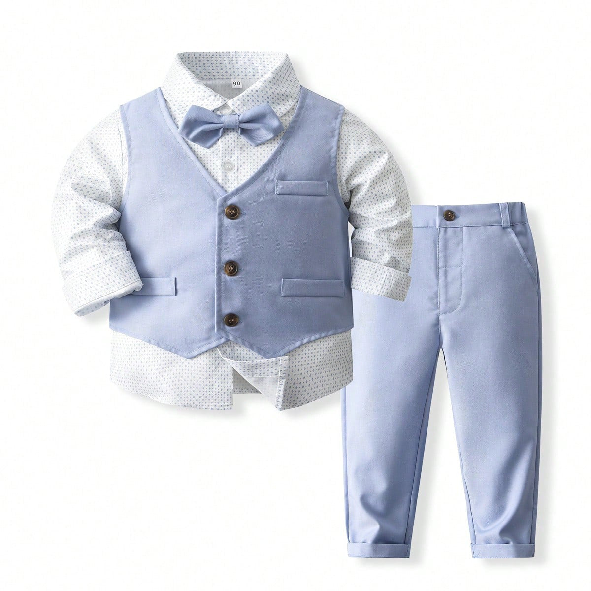 Completo Elegante 4 Pezzi per Bambino – Gilet, Camicia, Pantaloni e Papillon