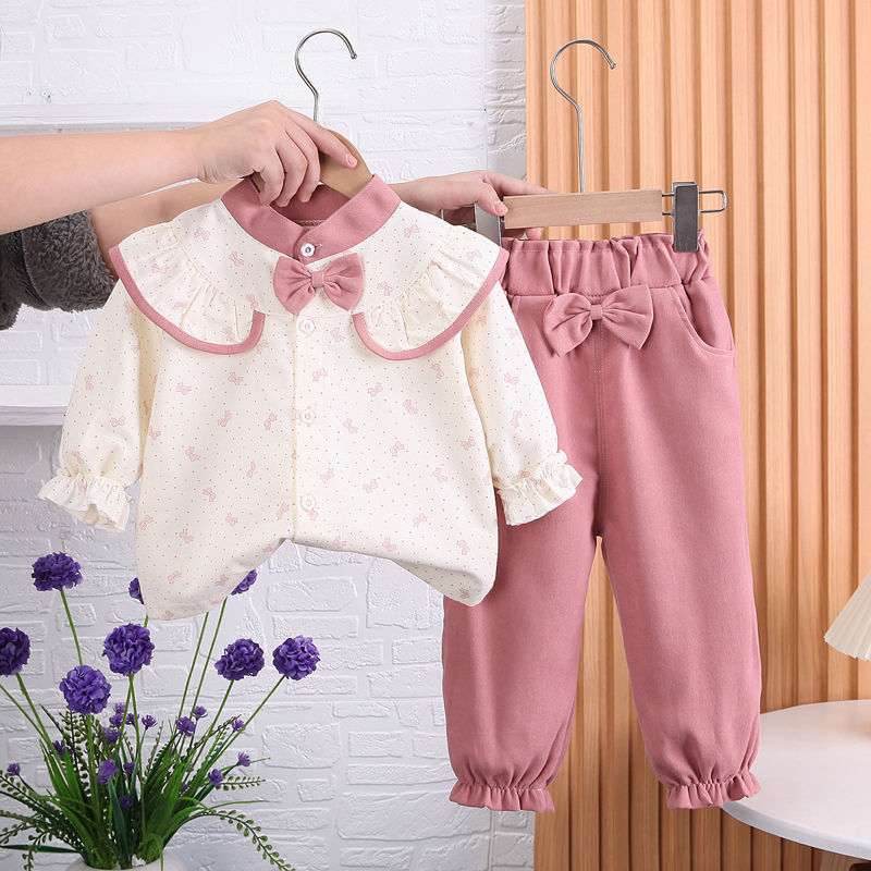 Completo Bambina con Colletto a Petalo e Fiocco – Eleganza e Tenerezza per Ogni Giorno