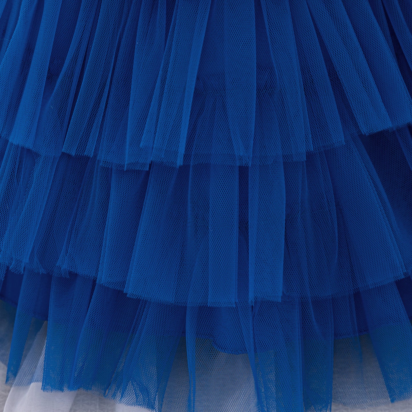 Abito da Cerimonia Bambina in Tulle Blu Reale con Paillettes e Maxi Fiocco