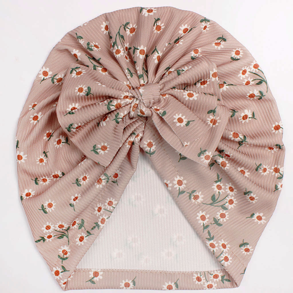 Turbante Neonata con Maxi Fiocco e Stampa Floreale