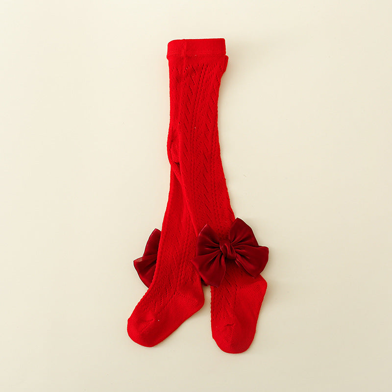 Calze bambina lunghe con fiocco in raso – vari colori