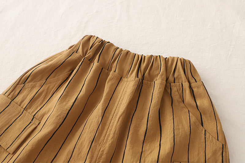 Completo Estivo Bambino "Urban Stripes" - Camicia, Maglietta e Shorts Coordinati