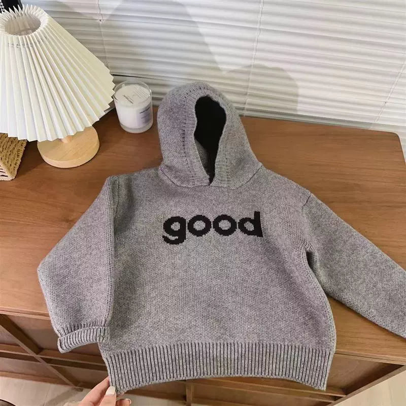 Felpa Invernale Bimbo "Good" in Maglia – Calda e Morbida