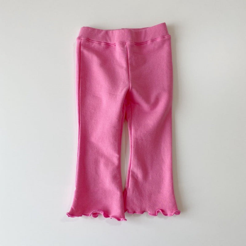 Leggings Bambina in Cotone con Bordo Arricciato Multicolore