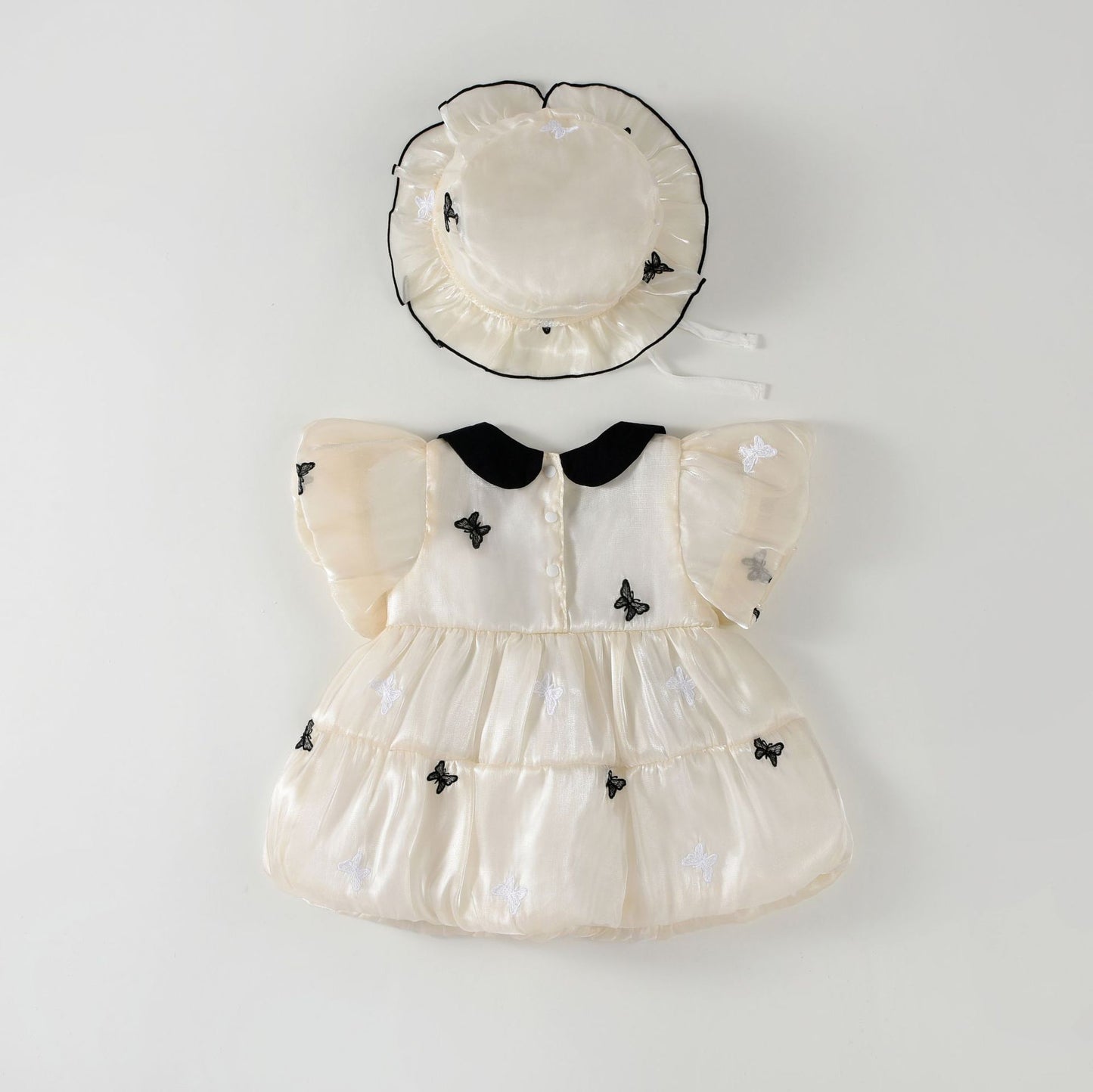 Abito Elegante con Fiocco e Cappellino Coordinato