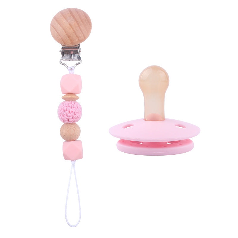 Set Ciuccio e catenina in Legno e Silicone