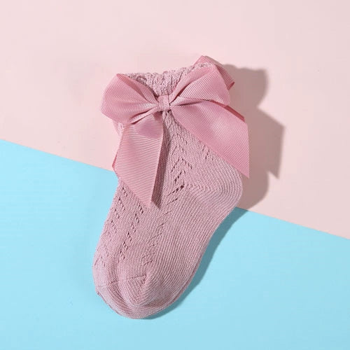 Calze Corte Bambina con Fiocco in Raso – Vari Colori