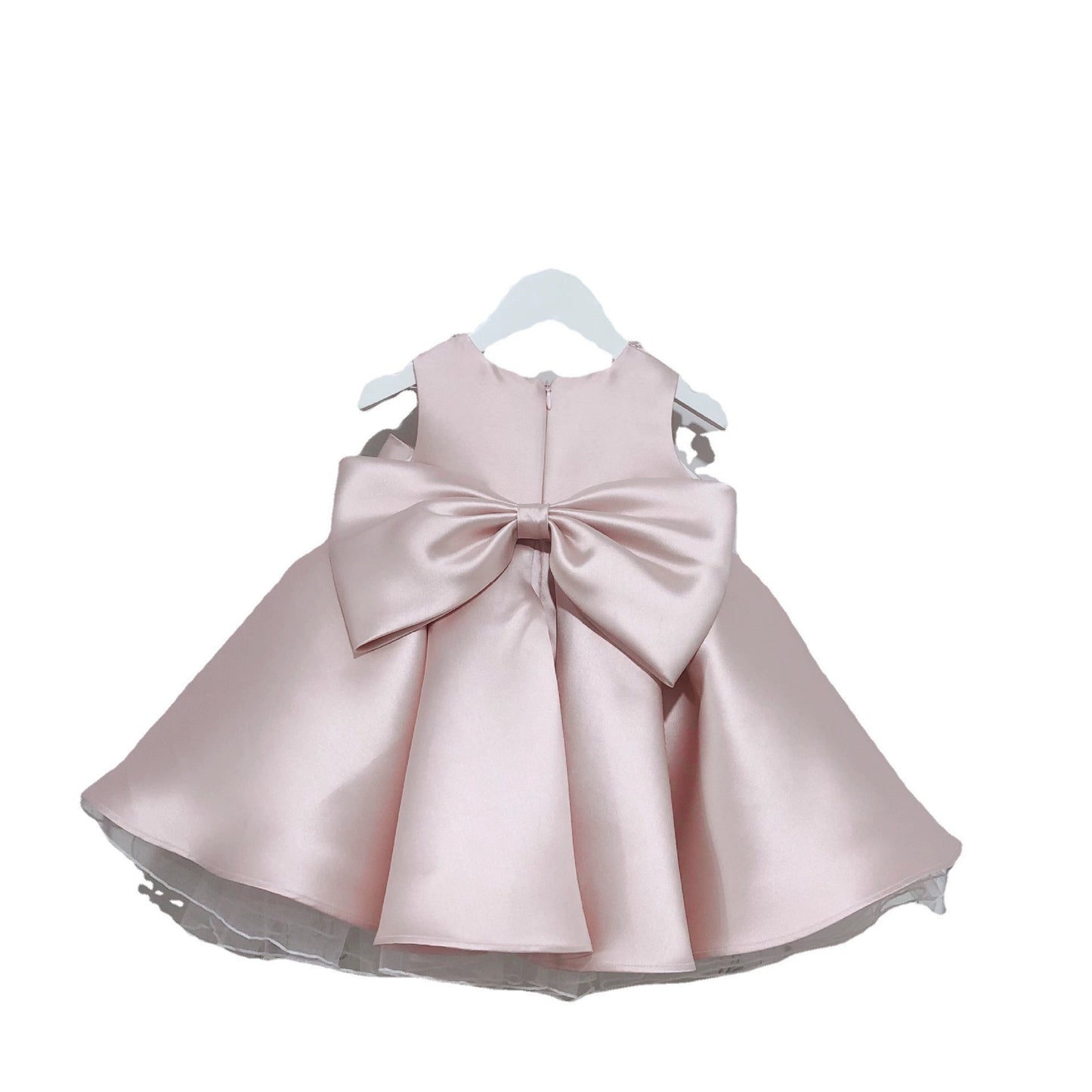 Abito Elegante Bambina Rosa con Fiocco – SCOLLATO E MANIUCA LUNGA