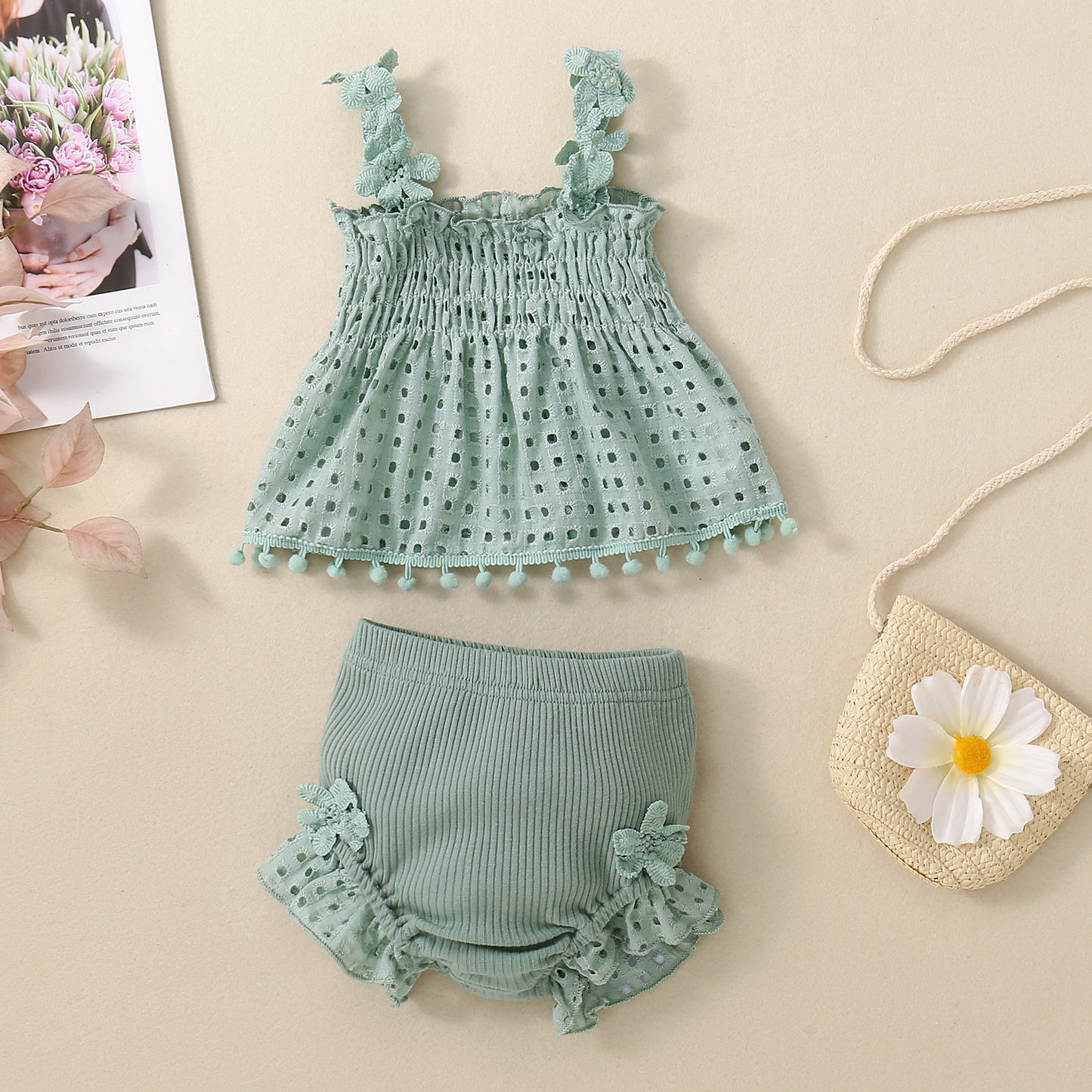 Completo Estivo Neonata - Top e Bloomers in Stile ๐ธ๐ถ