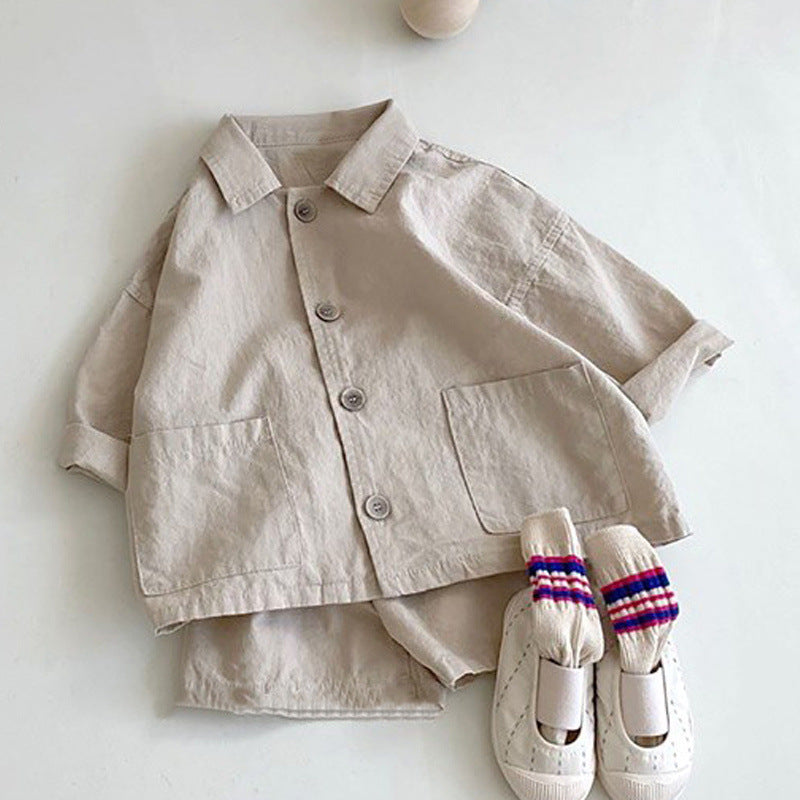 Completo Estivo Bambino in Lino Camicia e Shorts
