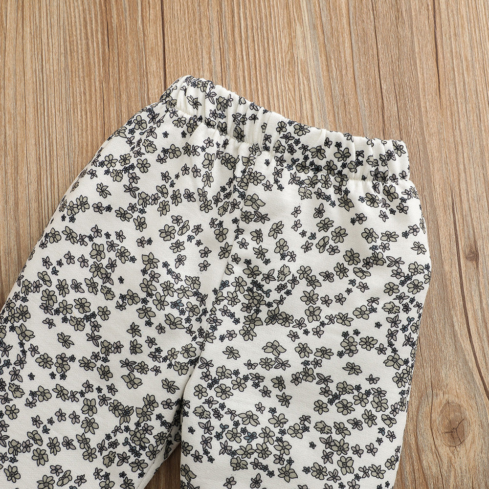 Completo Bimba in Cotone con Maglia Volant e Leggings Floreali