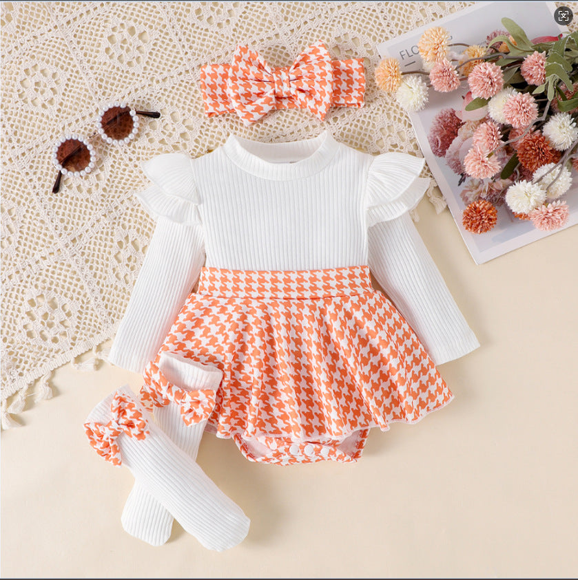 Completo Bambina 4 Pezzi Vestitino, Calzini e Fascia