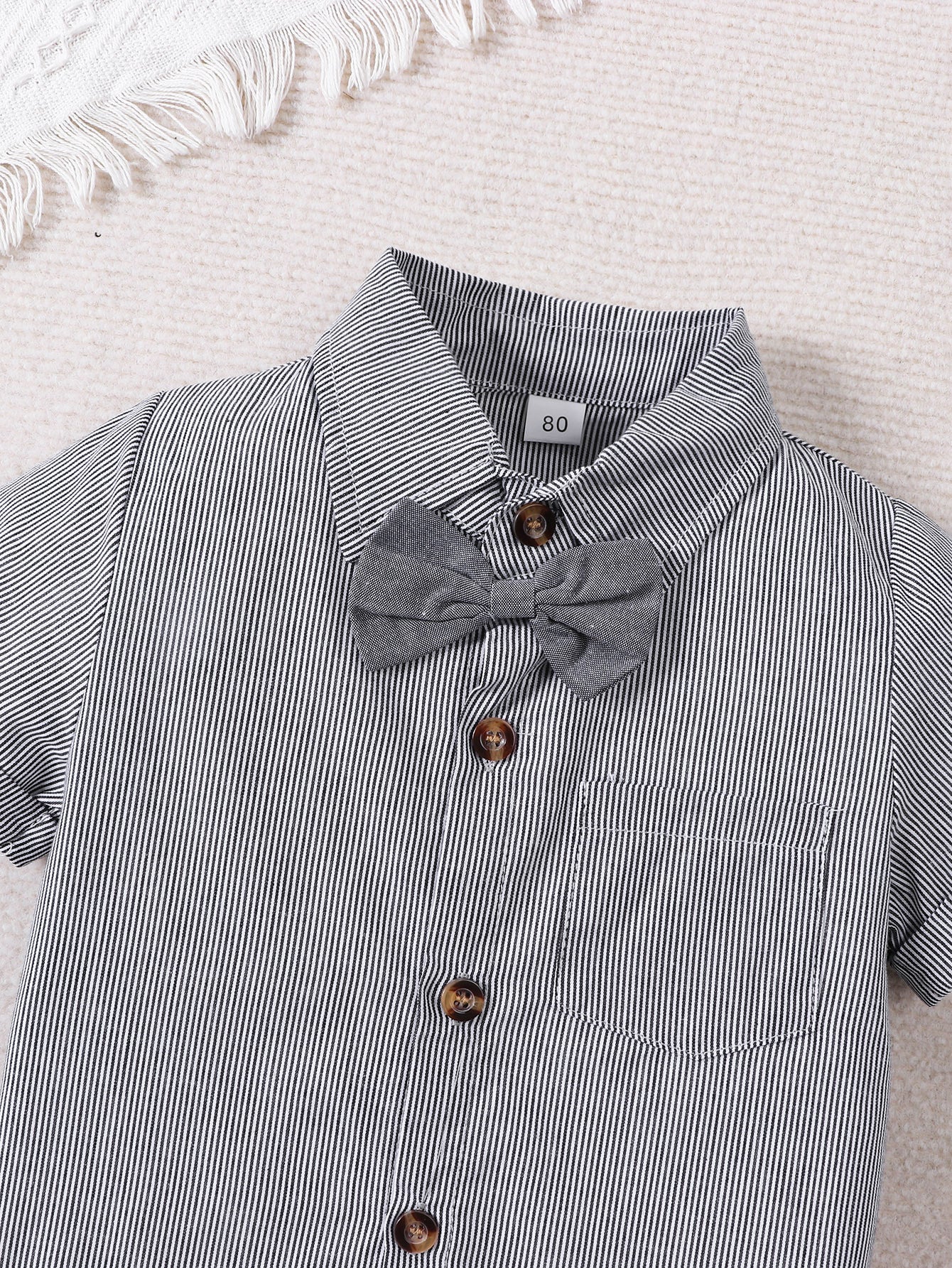 Completo elegante bimbo con papillon e bretelle – 3 pezzi Grigio