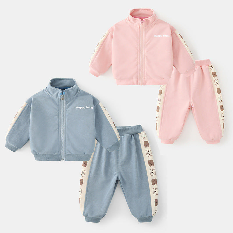 Tuta Bimbo/Bimba 2 Pezzi Felpa con Zip e Pantaloni con Orsetti | “Happy Baby”
