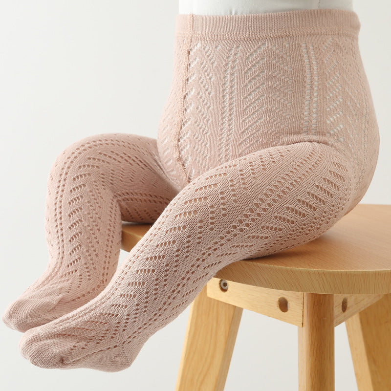 Collant in Maglia Forata per Bambini con Fiocchi Decorativi