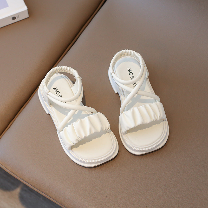 Sandali Estivi per Bambina Design Elegante con Fascia Arricciata