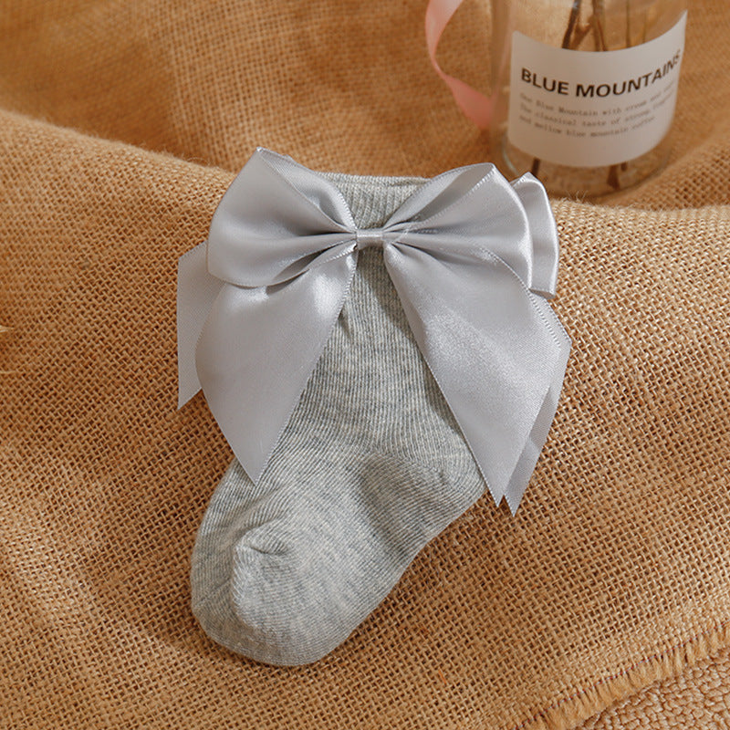Calzini Eleganti per Bambina con Fiocco in Raso