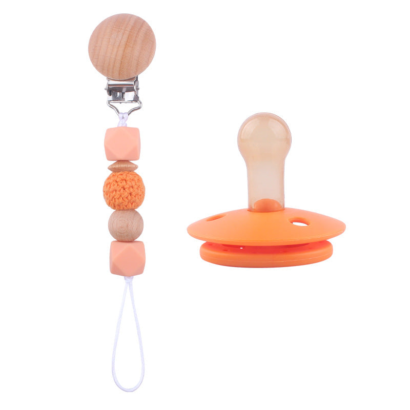 Set Ciuccio e catenina in Legno e Silicone