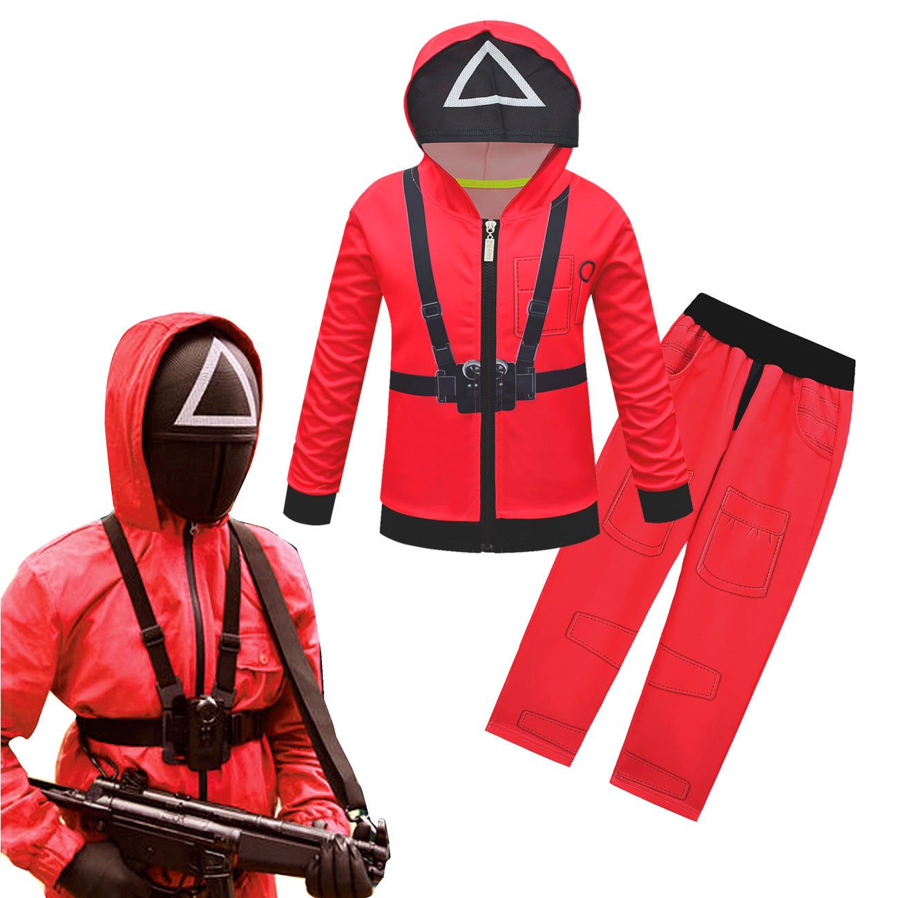 Tuta Guardiano Rossa - Costume Completo con Cappuccio Squid