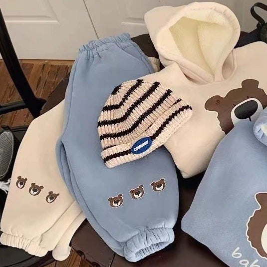 Completo Invernale Bimbo "Baby Sky" con Orsetto – Felpa e Pantalone Caldo