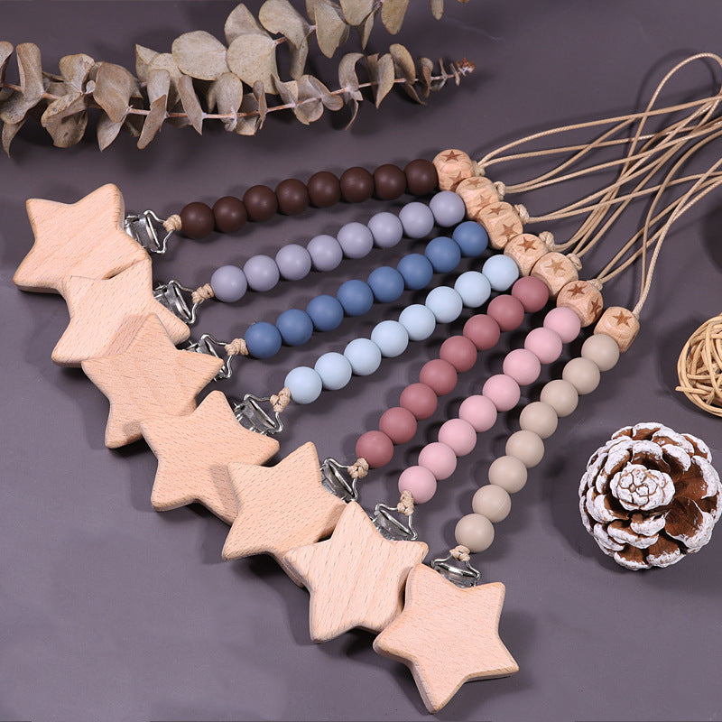Catenina in Legno e Silicone con Clip a Stella