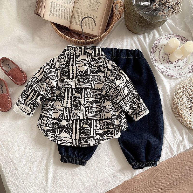 Completo 3 Pezzi Bambino – Stile Urban Grafico & Denim