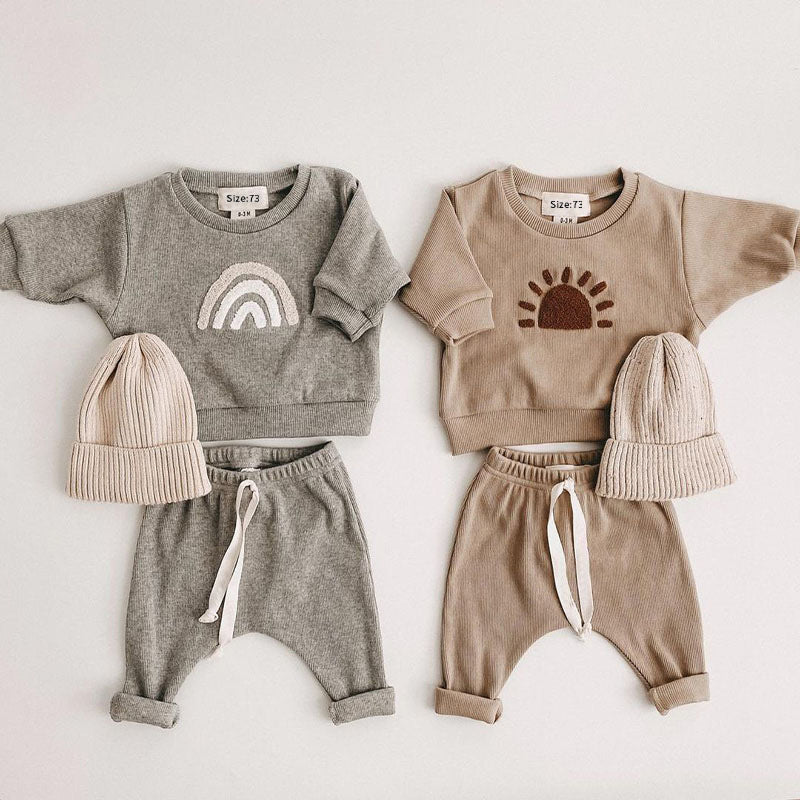 Completo Invernale Neonato 3 Pezzi Felpa, Pantaloni e Cappellino