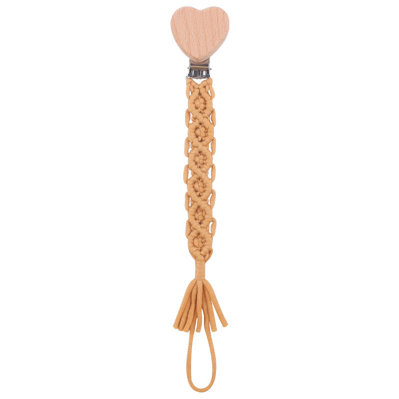 Catenina in Cotone Intrecciato Macramé con Clip in Legno a Cuore