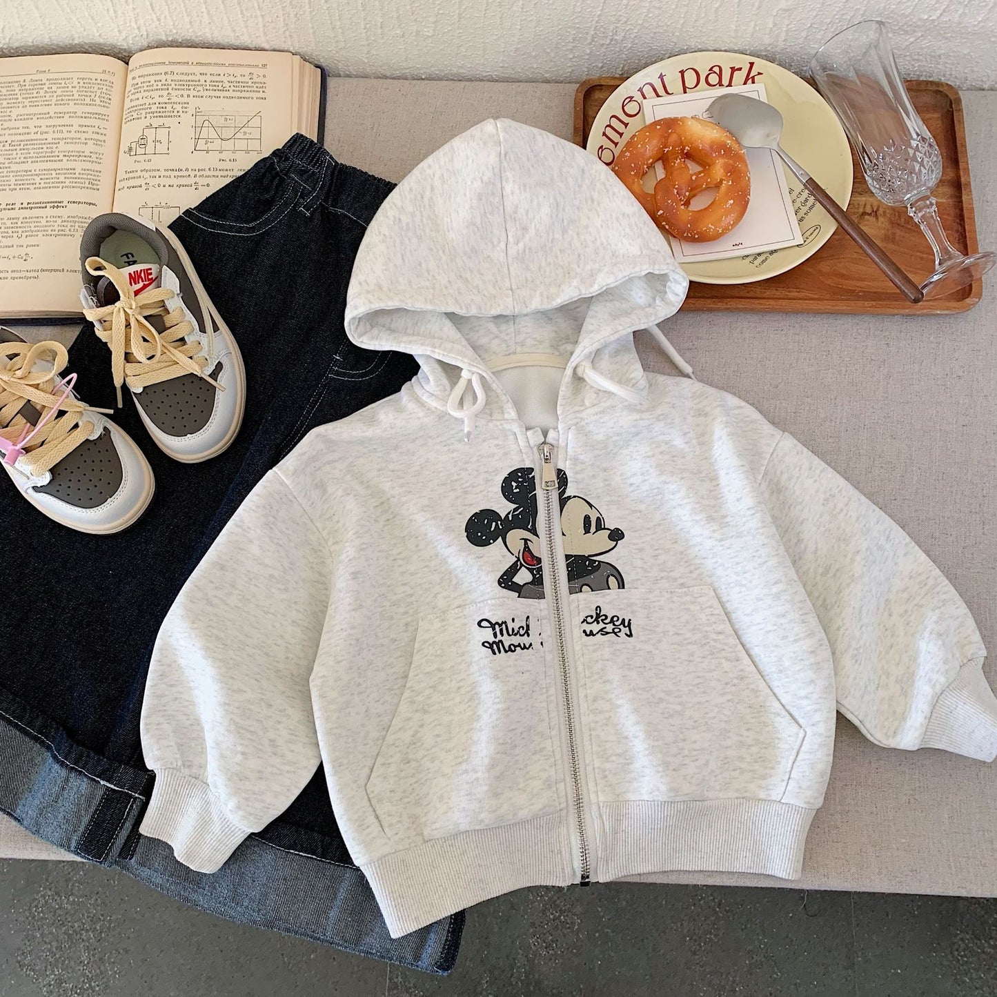 Felpa Bimbo con Cappuccio e Zip – Stampa Mickey Mouse