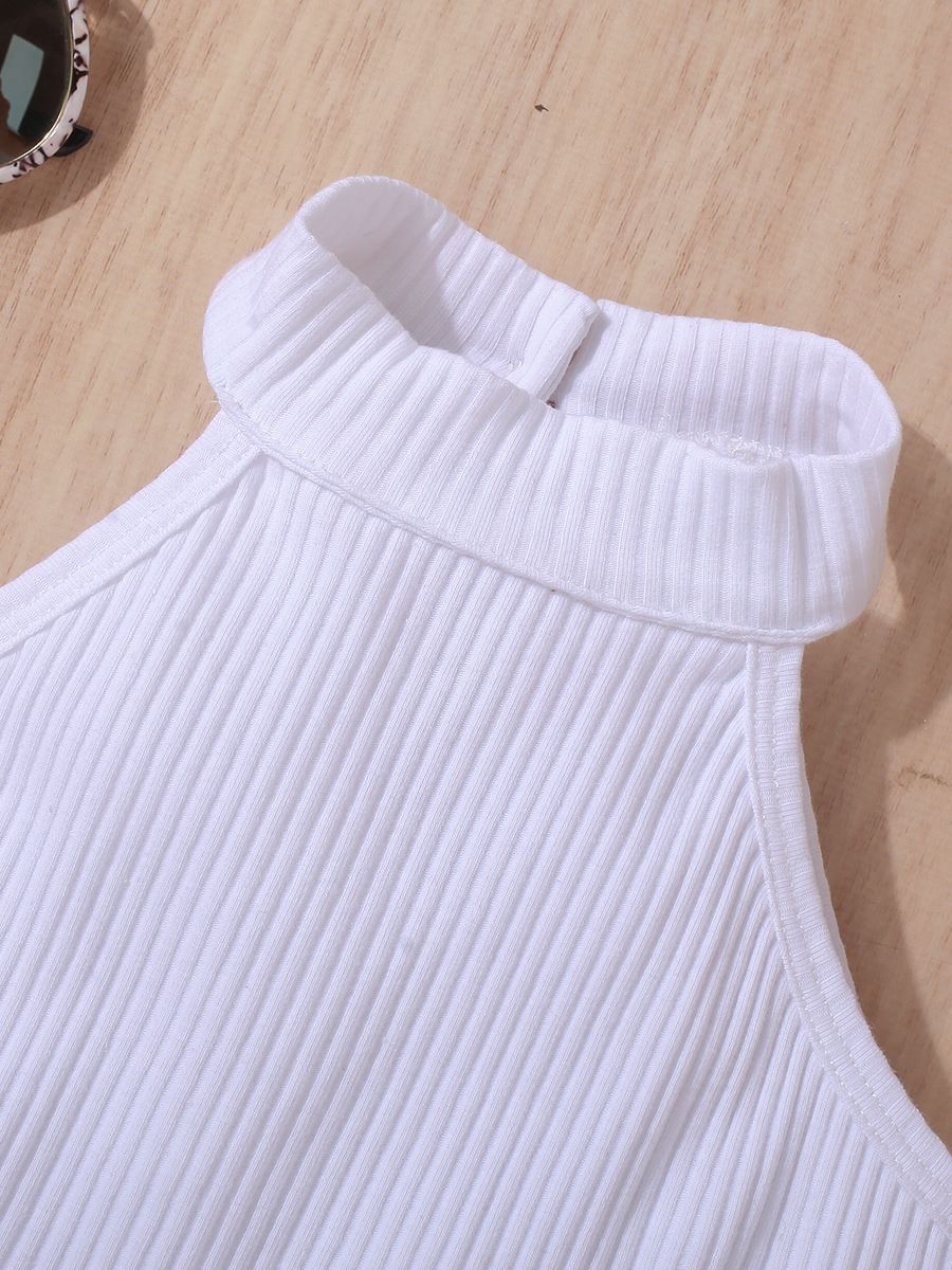 Completo Bimba Casual Chic Top Nero a Costine e Shorts in Jeans con Bottoni