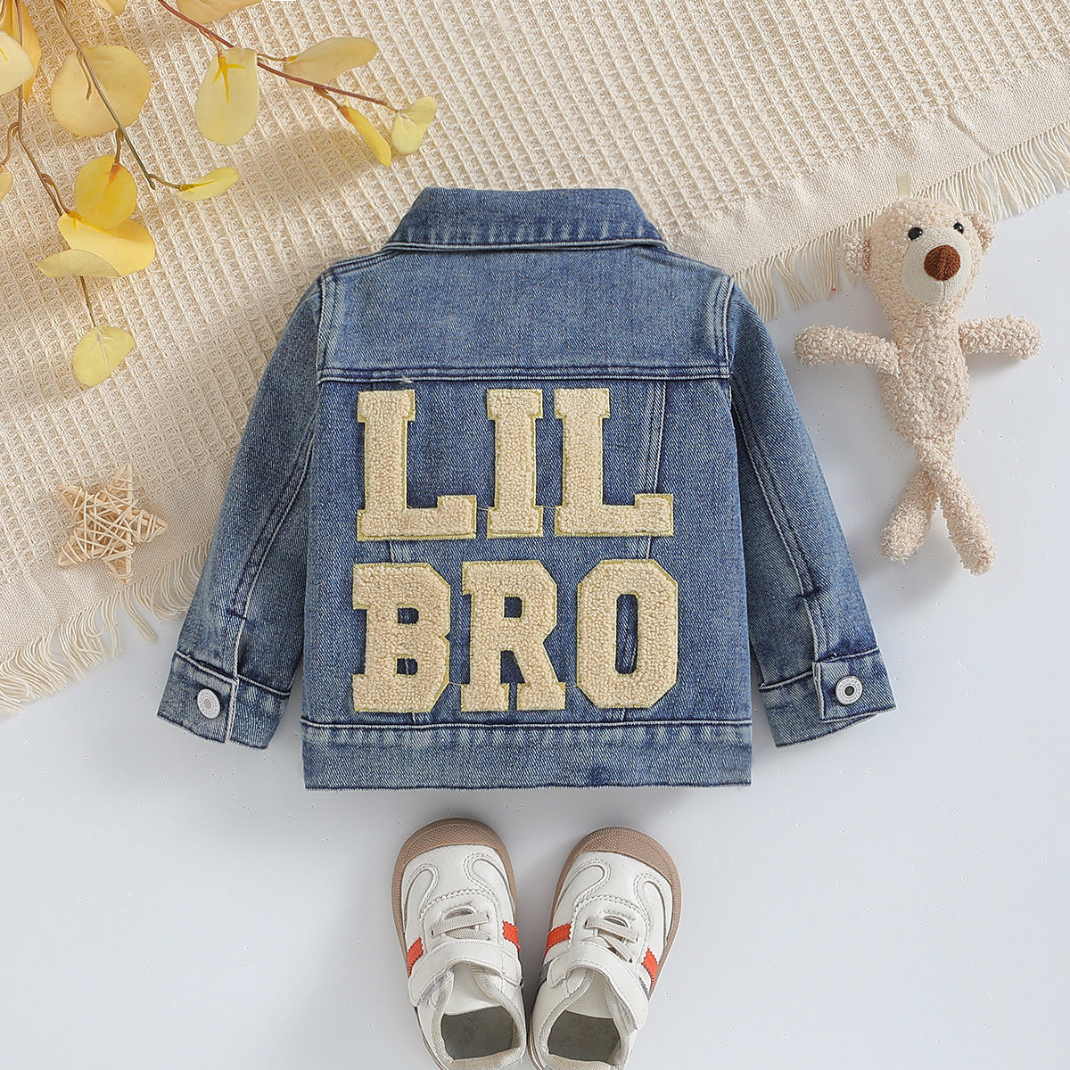 Giacca di Jeans Bambino con Ricamo Applicato