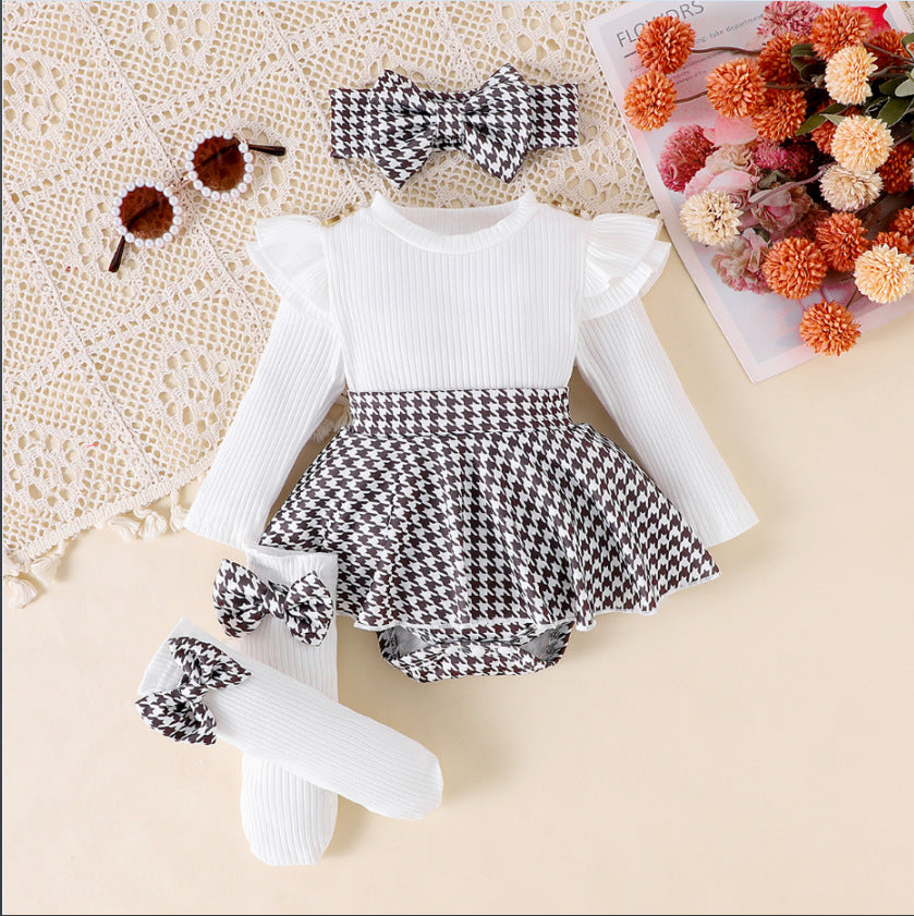 Completo Bambina 4 Pezzi Vestitino, Calzini e Fascia
