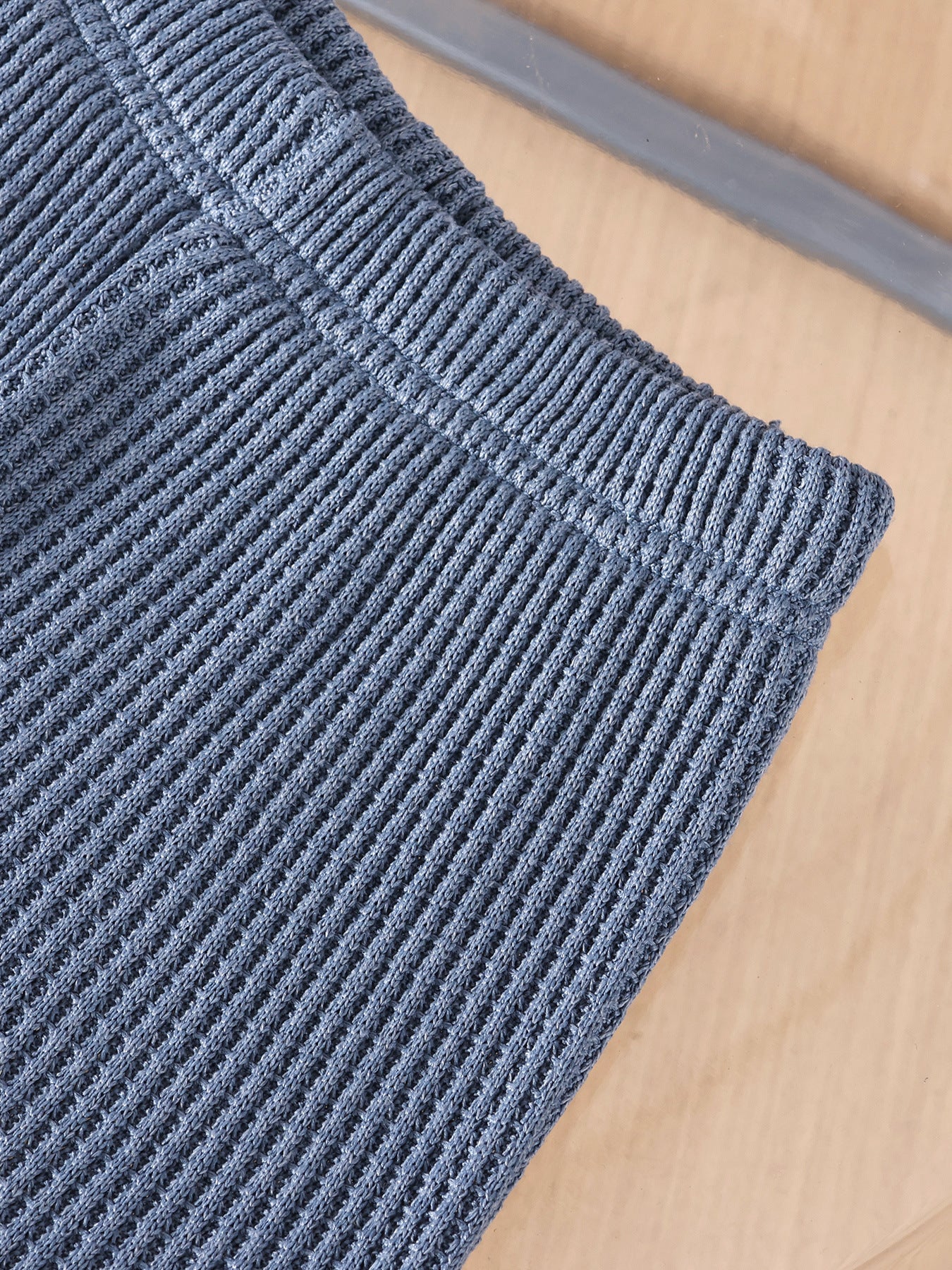 Completo bimbo 3 pezzi con gilet in maglia Blu denim