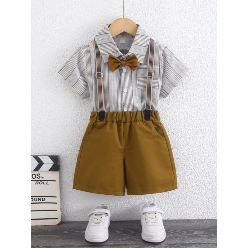 Completo Bimbo Elegante 3 Pezzi con Papillon e Bretelle