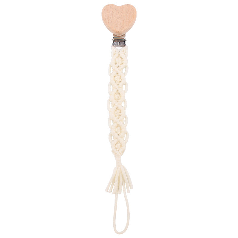 Catenina in Cotone Intrecciato Macramé con Clip in Legno a Cuore