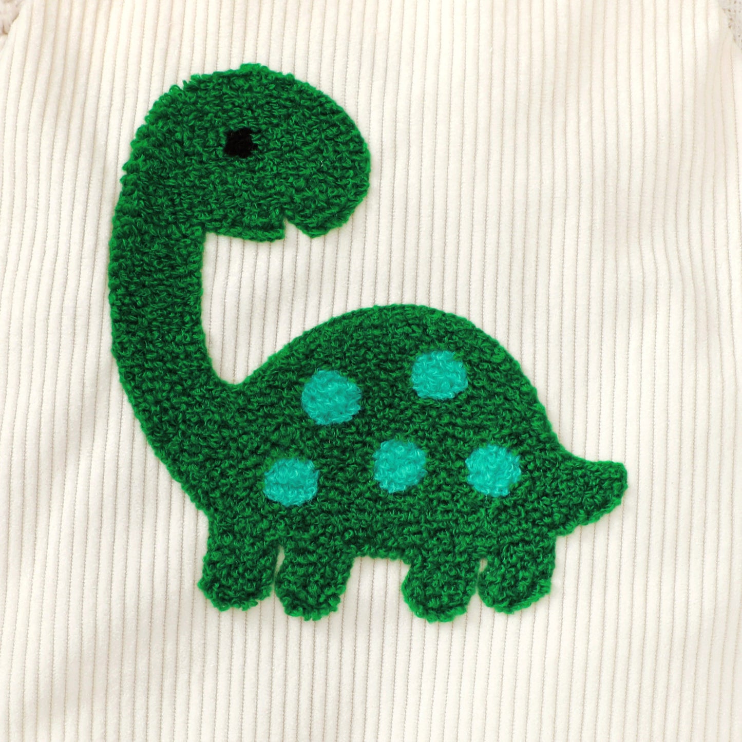 Salopette Neonato in Costina con Dinosauro Ricamato