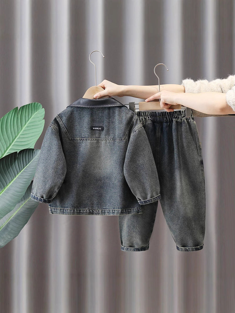 Completo Jeans Bambino 2 Pezzi Giacca + Pantalone Jogger