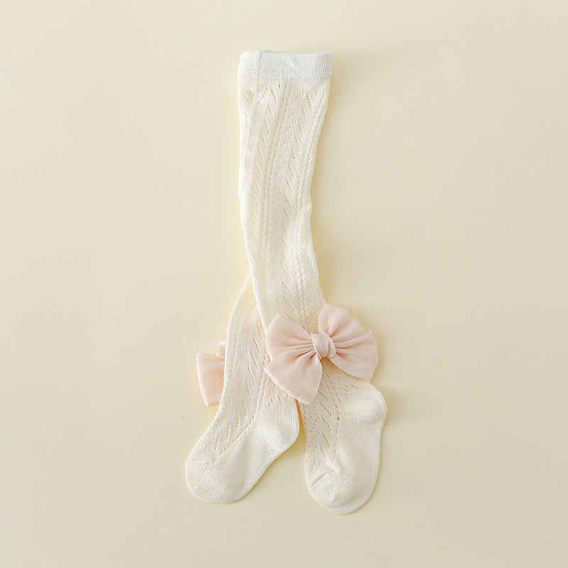 Calze bambina lunghe con fiocco in raso – vari colori