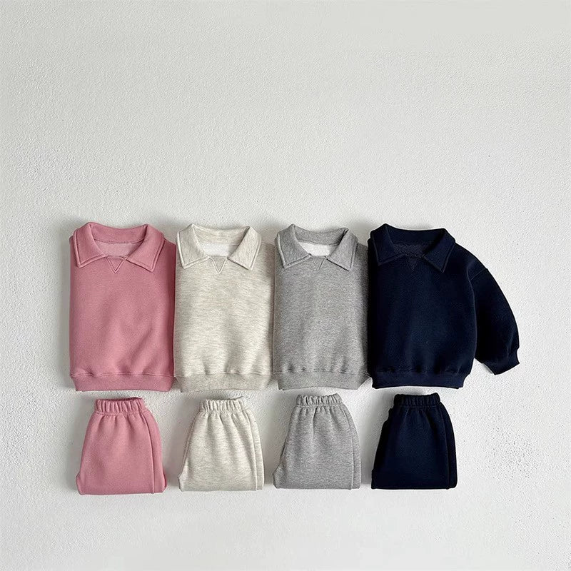 Tuta unisex in Cotone Rosa 2 Pezzi con Colletto a Punta