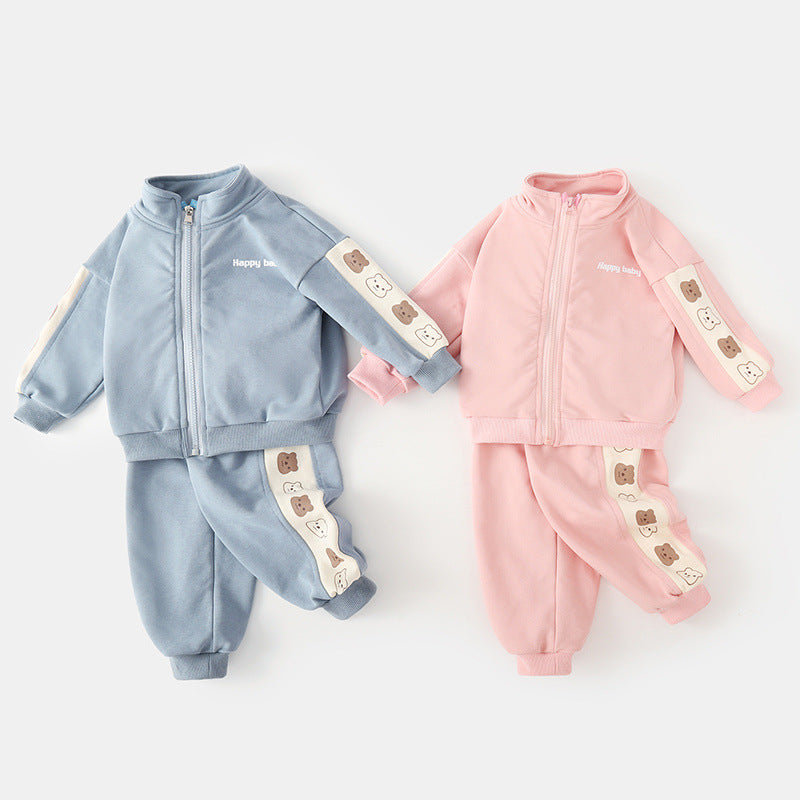 Tuta Bimbo/Bimba 2 Pezzi Felpa con Zip e Pantaloni con Orsetti | “Happy Baby”