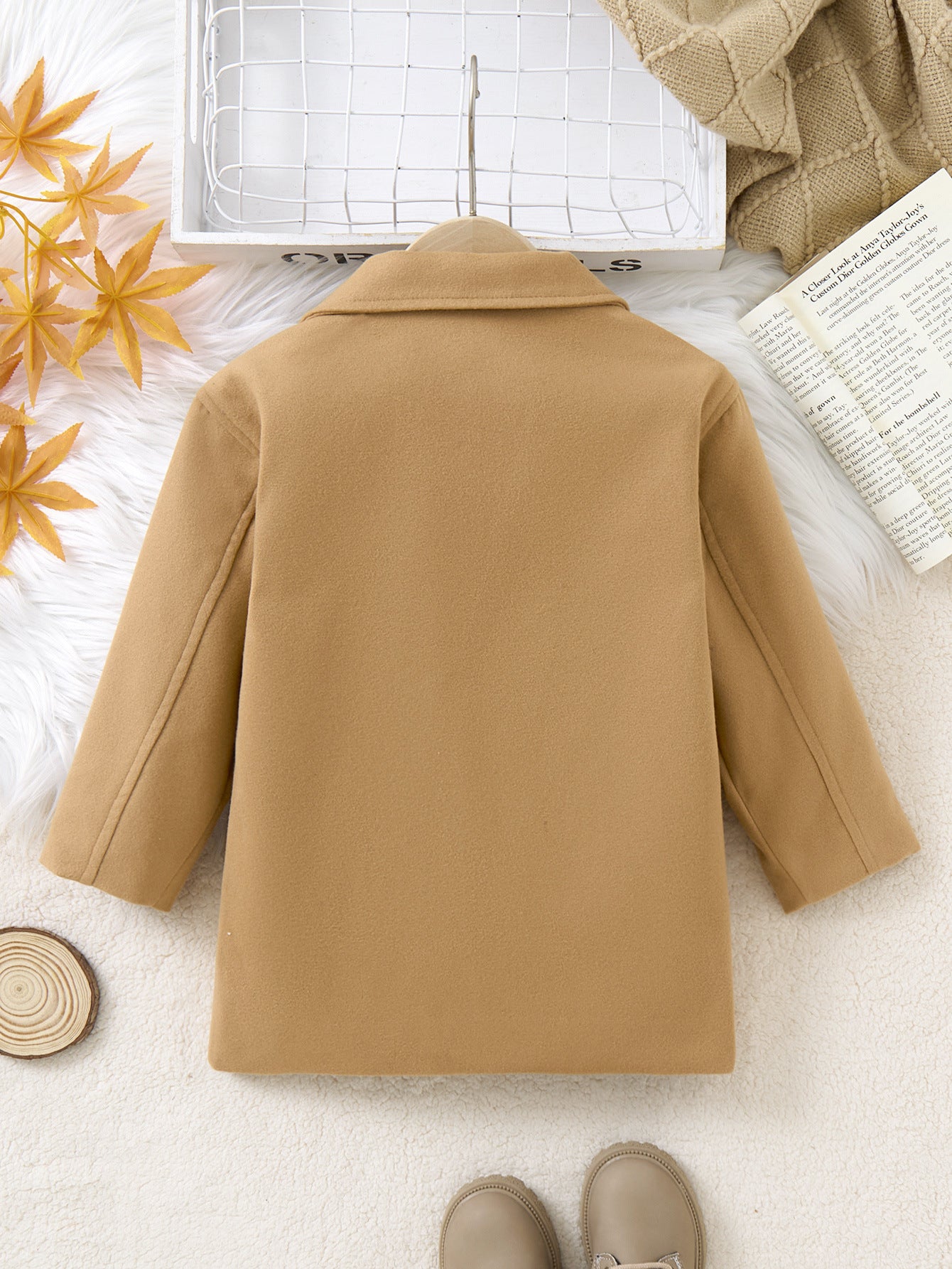 Cappotto Elegante Bambino Modello Doppiopetto Color Cammello