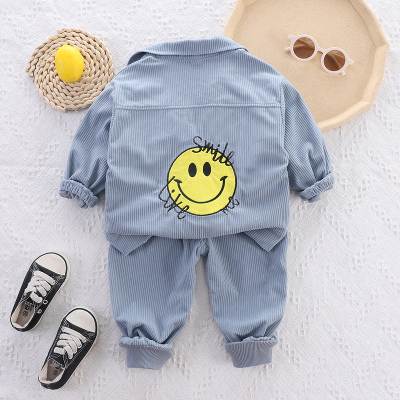 Completo bambino in velluto a coste con giacca, pantaloni e t-shirt - Stile Smile