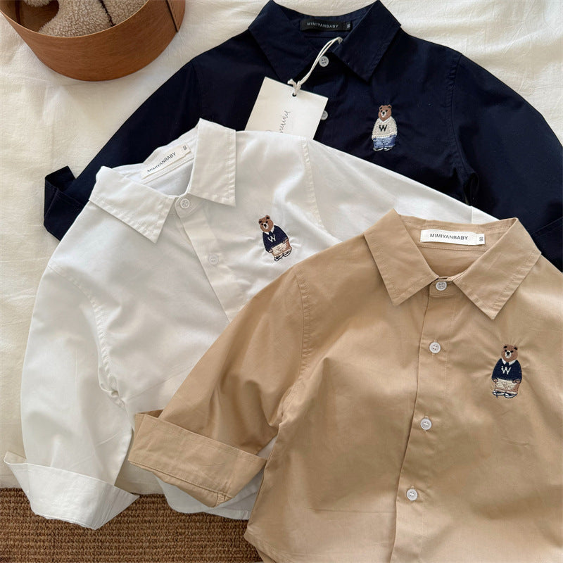 Camicia per Bambino con Ricamo Orsacchiotto