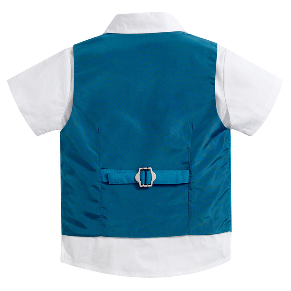 Completo Cerimonia 3 Pezzi per Bambino – Gilet, Camicia e Pantaloncini con Papillon