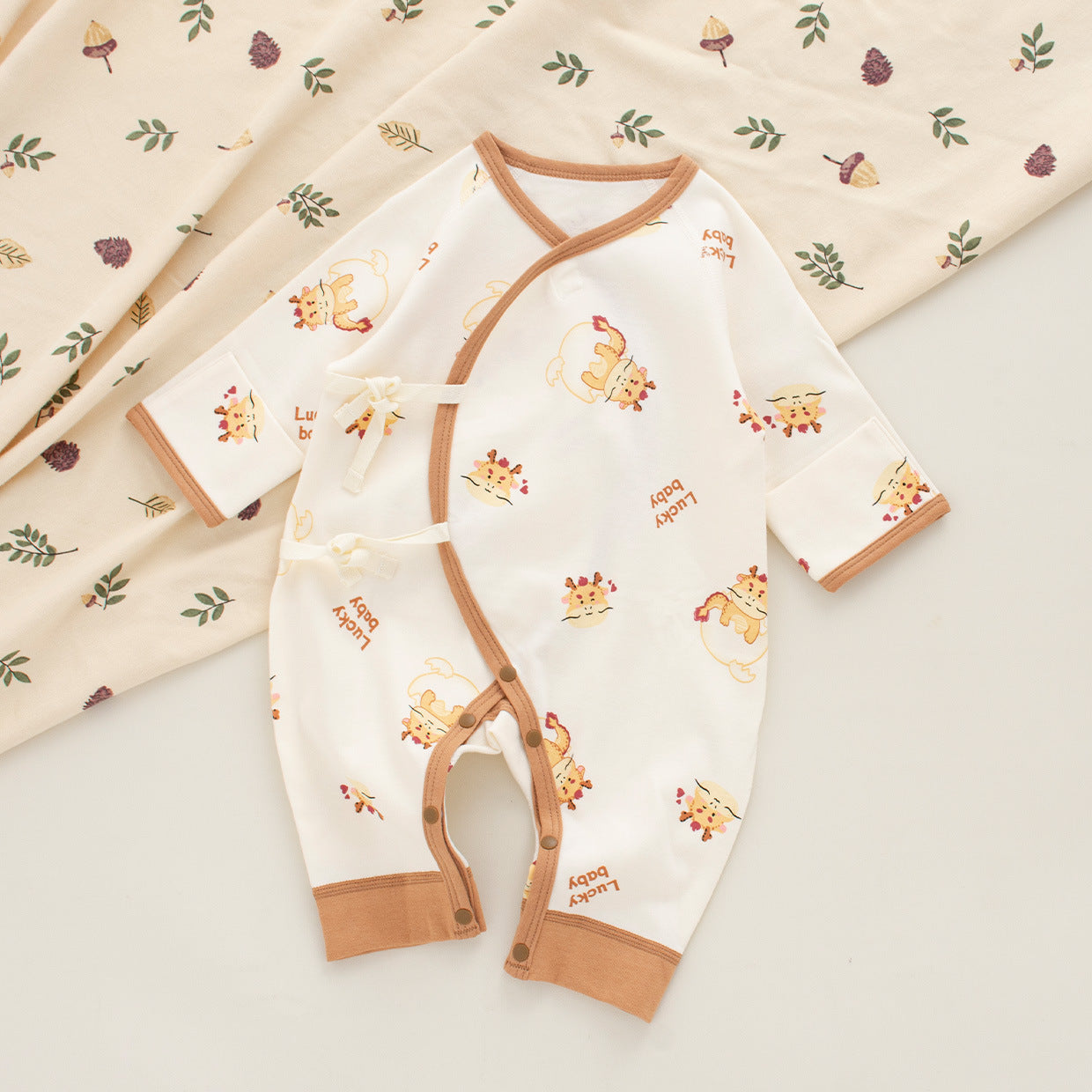 Coordinato Set Neutro Neonato/a Bimbo/ Bimba 3 pezzi – Lucky Baby con gattini