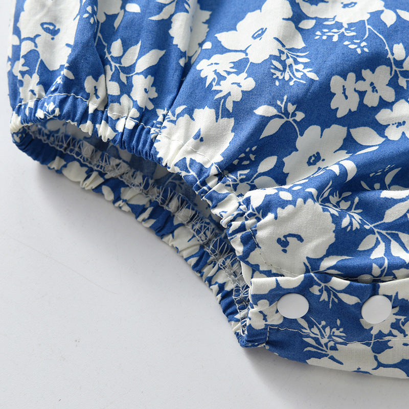 Completo Estivo Bimba con Motivo Floreale Blu