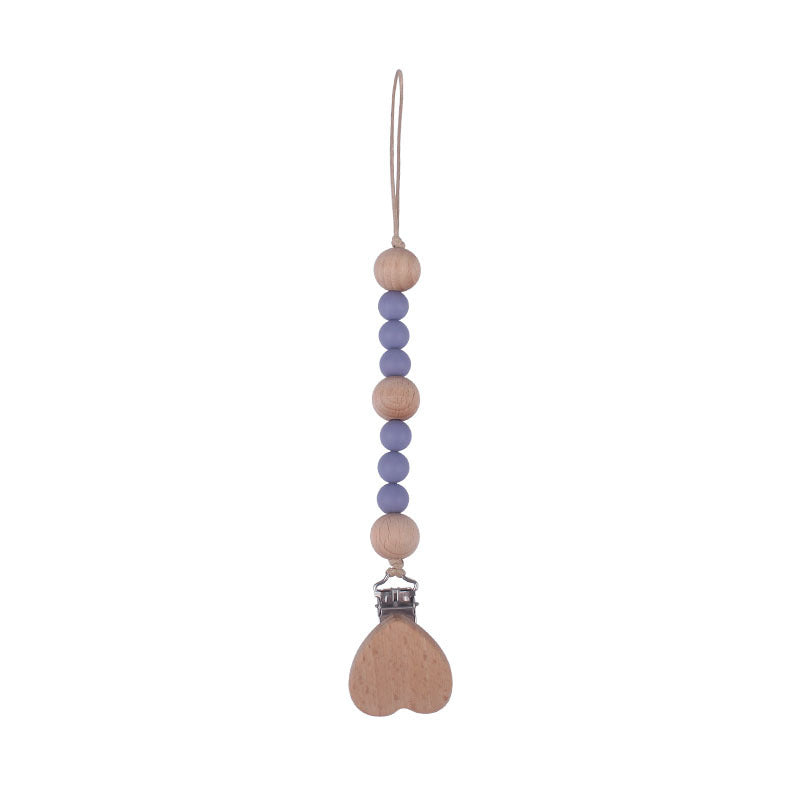 Portaciuccio in Legno e Silicone Cuore– Design Naturale con Perline