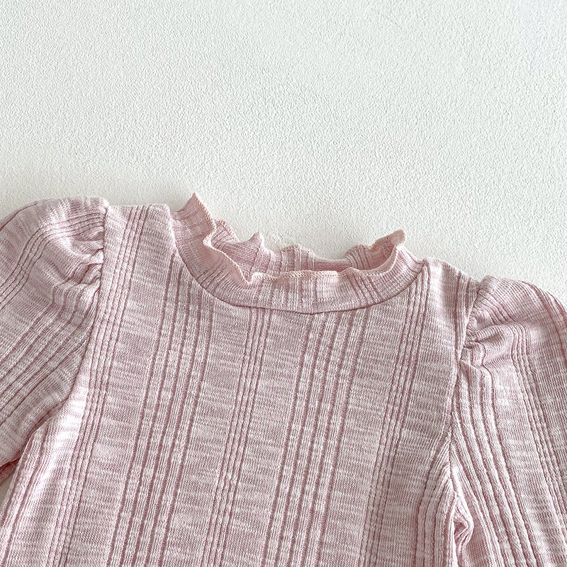 Tutina Bimba con Bretelle e Gonna a Balze – Rosa a Fiori
