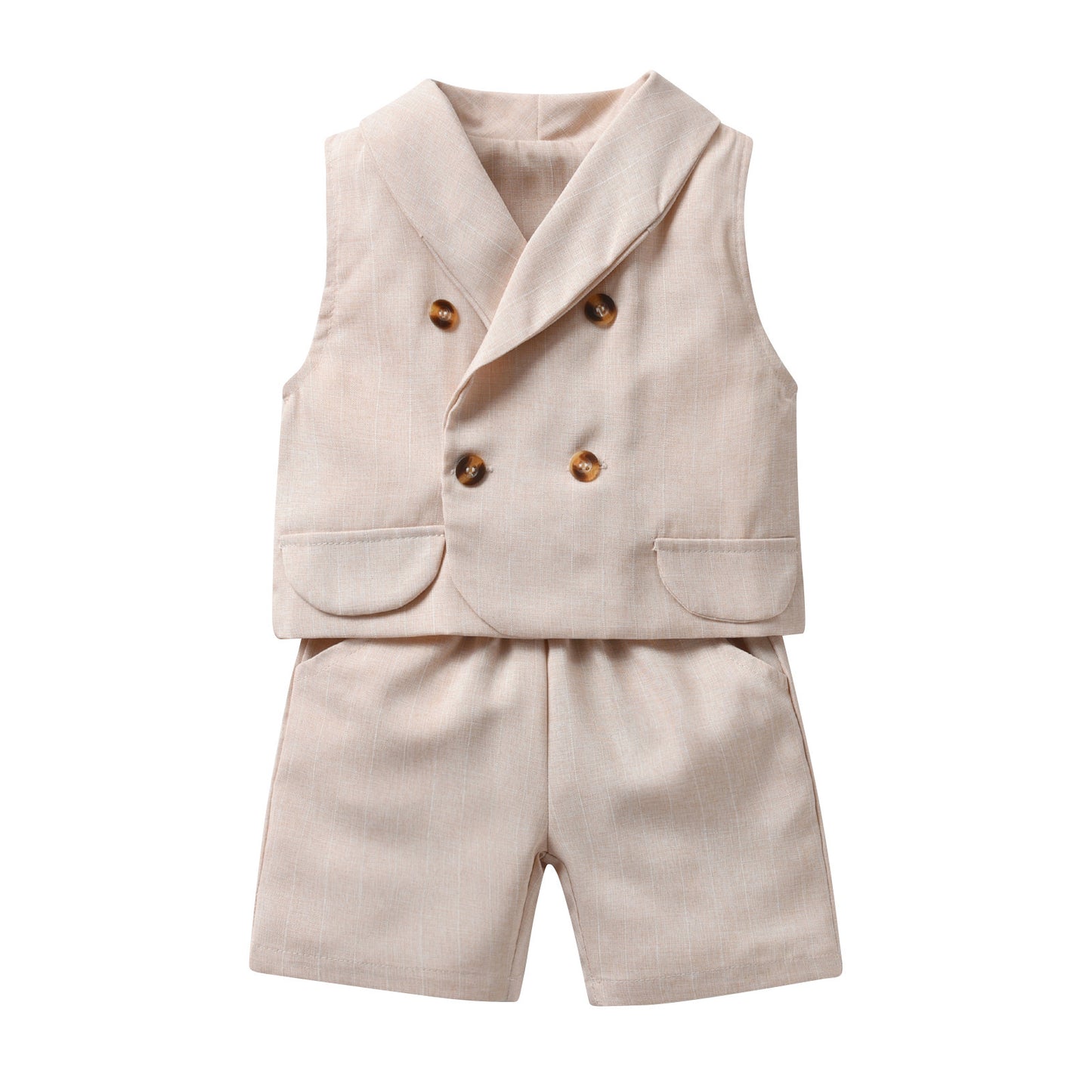 Completo Elegante 3 Pezzi per Bambino – Gilet Doppiopetto, Camicia e Pantaloncini