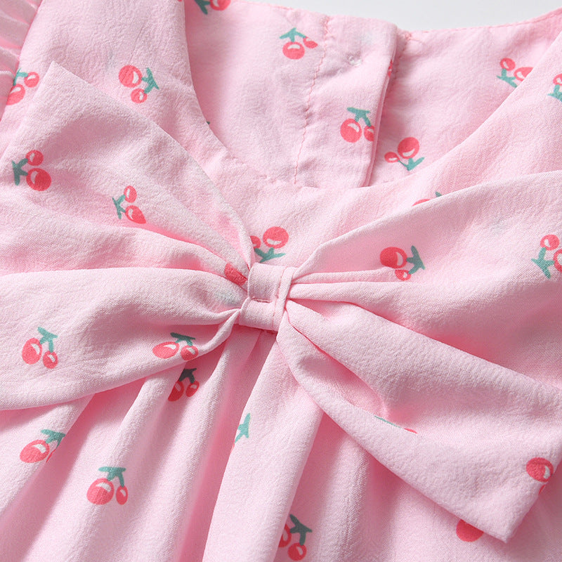 Completo estivo bambina con fantasia a ciliegie 100% cotone